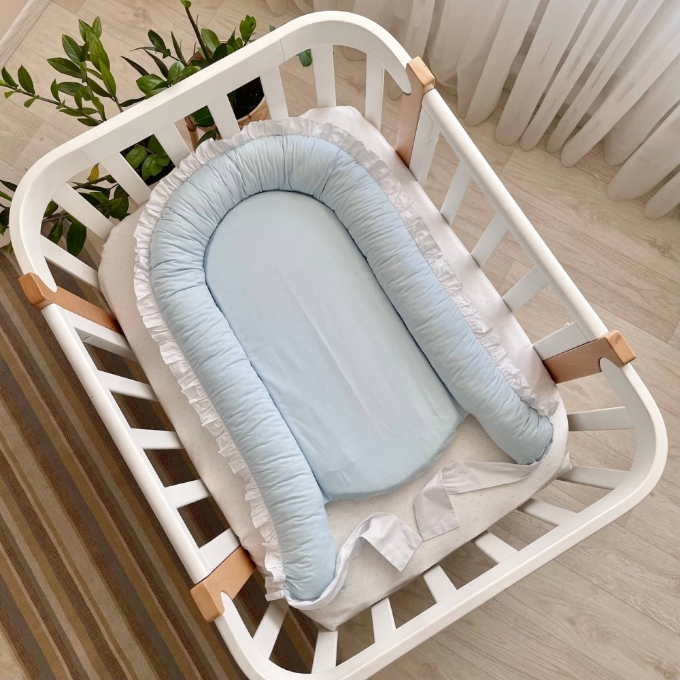 Baby Nest cu doua fete alb-albastru (5)